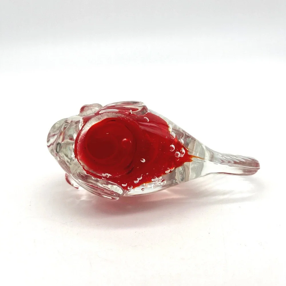 Red Glass Fish Figurine Paperweight Art Glass Blown Glass Nautical Decor‎